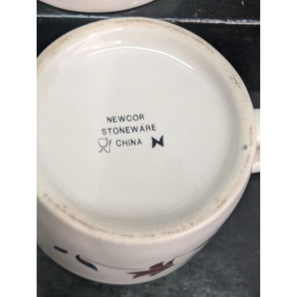 Vintage Newcor Stoneware Copenhagen Design 6 Oz Flat Coffee/Tea Cups Set of 4 - Picture 8 of 8